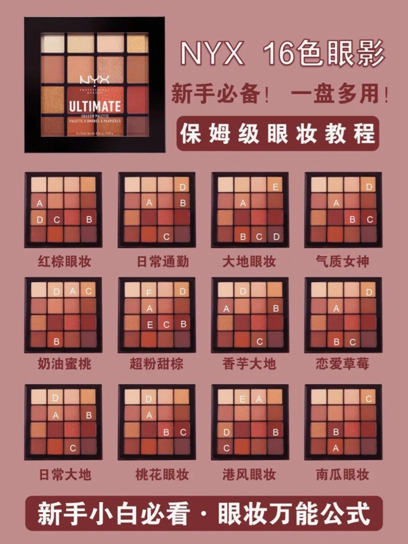 NYX16色眼影，新手必備！一盤多用(yòng)！